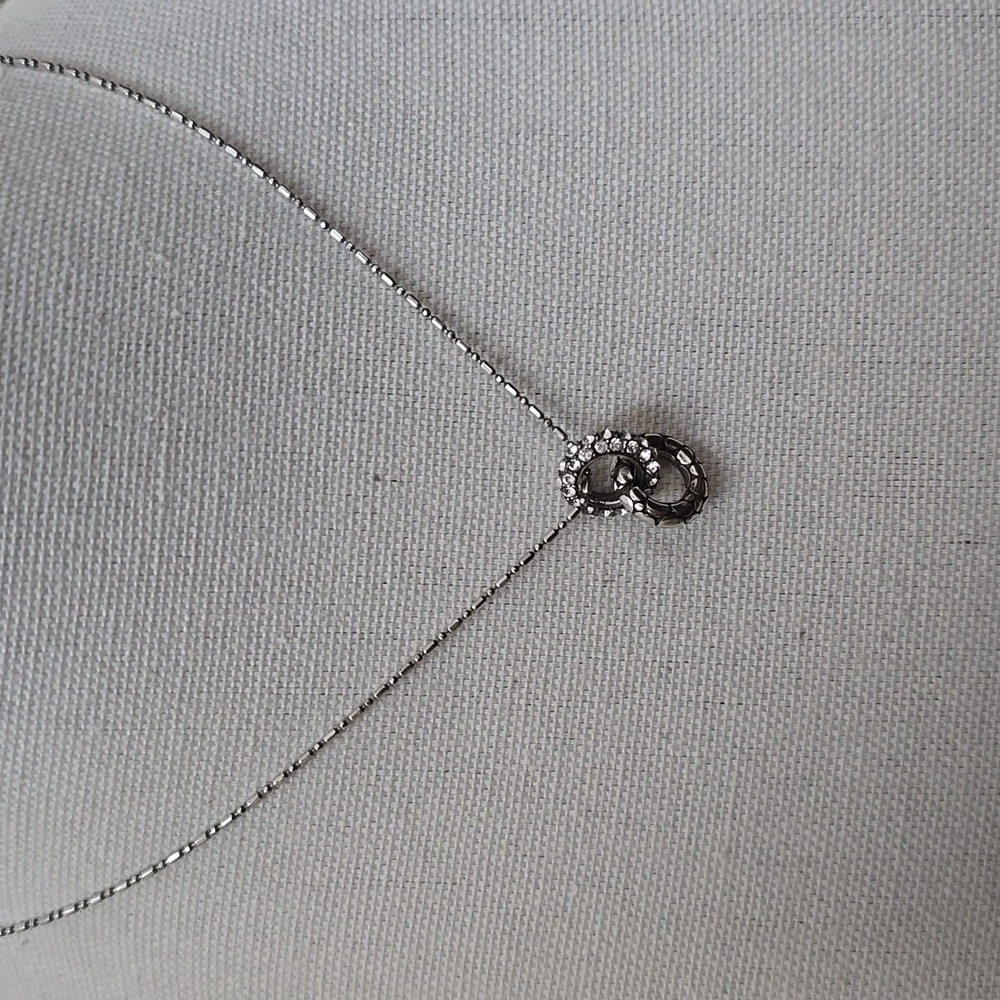 Brighton Pebble Pave Crystal Mini Interlocking Circles Necklace - Picture 2 of 6